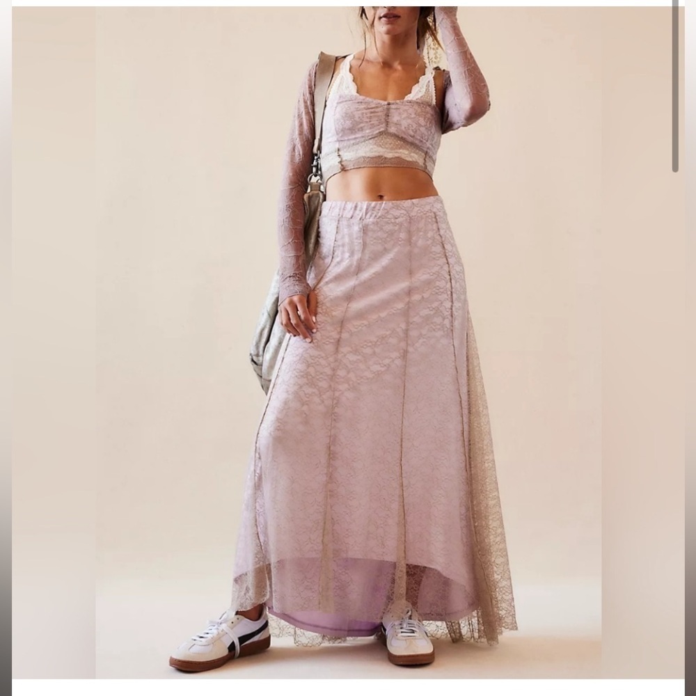 Free People Shape Of You Maxi Skirt Set New without tag Size XS Sandy Pink Combo - Picture 5 of 13